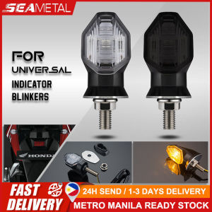 🇵🇭 SEAMETAL Mini Motorcycle LED Turn Signal Indicators Light Universal Amber Blinker Light Tail Lamp 12V 2Pcs