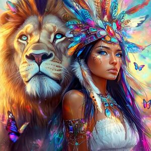 Tranh Thêu Kim Cương Hình Sư Tử Nữ Chất Liệu Nhựa Hình Vuông Bộ Dụng Cụ Đầy Đủ Tự Làm Trang Trí Nhà Cửa Quà Tặng Cá Nhân Hóa Đồ Thủ Công Mỹ Nghệ