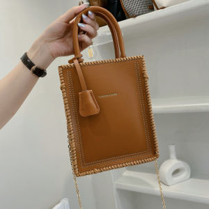 Handwoven Fashionable Womens Shoulder Bag DIY Material Kit Gift for Girlfriend Soft PU Leather Bucket Shape Small Size