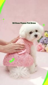Dog Princess Dress Embroidered Flower Pet Pink Bowknot Princess Clothes Puppy Pet Spring Summer Dresses