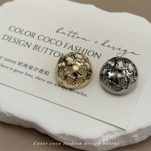 Fashionable Simplistic Irregular Hollow Metal Mushroom Shaped Buttons Womens Top Coat Jacket Fasteners Color Coco Brand