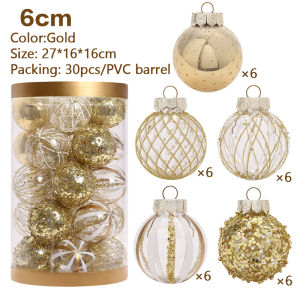 Protree 6CM 30pcs/Pack Christmas Decoration Xmas Ornament Shatterproof Decorative Round Christmas Ball