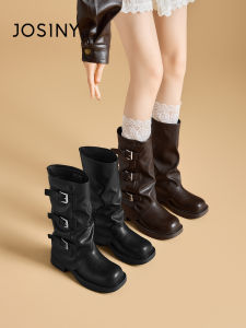 Josiny | Heel Elevating Square Toe Cuff Boots
