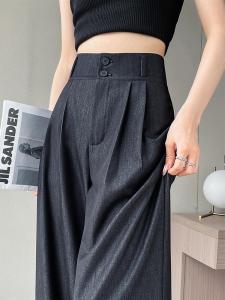 Quần Jeans Denim Lụa Mỏng Mùa Hè Cho Nữ Quần Ống Rộng Cạp Cao Quần Ống Thẳng Ôm Vừa Vặn Quần Dài Thường Ngày