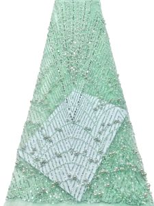 White Luxury African Handmade Heavy Beaded Sequin Lace Fabric 5 Yards Luxurious French Tulle Lace Fabric for Party Dresses