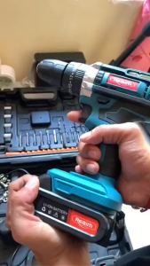 REAIM Cordless Impact Drill Heavy Duty Original Brushless Barena Drill Set Electric Drill 3 in 1 Cordless Impact Drill