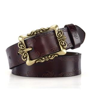 Womens Genuine Leather Belts Wide Retro Korean Fashion Versatile Decorative Jeans Belt for Women.