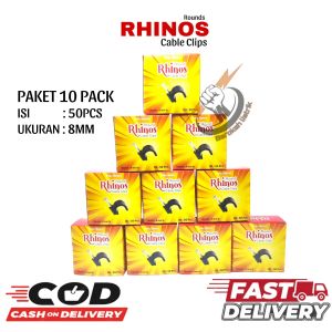 (10KOTAK)PAKET GROSIR KLEM KABEL LISTRIK PAKU BETON 8 MM 1 KOTAK ISI 50 PCS RHINOS/ CABLE CLIPS 8 MM