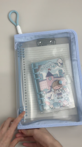 A4 Document Bag Clipboard with Cover Zipper Pouch Transparent File Folder Organizer Storage Bag for School Supplies