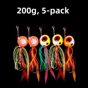 5-Pack Night Glow Fishing Lures Sea Bass Realistic Mackerel Swordfish Iron Plate Baits for Ocean Boat Fishing Leadleaders Brand