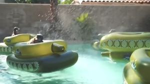 Inflatable Water Tank With Electric Pump Water Park Inflatable Float Inflatable Tank Battle Rafts Water Toy For Adults and Kids Summer Pool Parties For Friends and Family Summer Water Play Pool Games