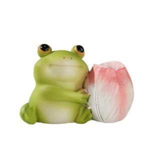 Cute Frog Desktop Decoration Resin Handmade Craft Office Car Decor Sunflower Garden Landscape Relief Stress Relief Gift