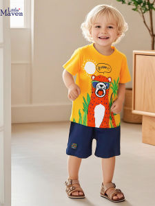 Little Maven Kids Short Sleeve Cotton Cartoon Clothing Set Summer Trendy Boys Two-Piece Suit Pure Cotton Comfortable Clothes