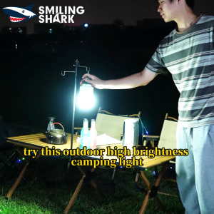 Nụ Cười Cá Mập Ly8310 LED cắm trại Ánh Sáng 4 Chế Độ Trắng ánh sáng ấm áp Có Thể Thu Vào Chụp Đèn 18650 Loại C cắm trại sạc được Đèn cắm trại ngoài trời không thấm nước