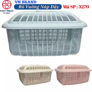 COMBO Rổ Vuông Có Nắp Đậy Nhựa Việt Nhật Rổ Đựng Rau Củ Quả Bát Đĩa 3270