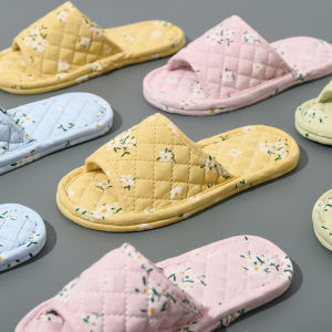 Indoor Slippers Soft Cotton Floral Floor Shoes Fashion Flower Slippers Antislip Home Slippers Bedroom Shoes