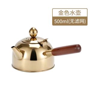 สแตนเลส 304 หม้อชากาน้ําชาด้านข้างแบนด้านล่าง Gongfu ชาน้ําต้มหม้อชาที่นั่ง Brewing หม้อกลางแจ้งหม้อต้มน้ํา