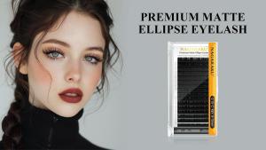 NAGARAKU 16 lines Matte Black Ellipse Split Tips Flat Eyelash Extension ellipse shaped Individual mink false eyelashes Make up tools