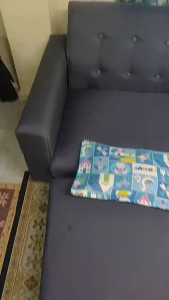 Sofa Bentuk L Sofa Kain Kelabu / Coklat / Sofa Kulit 3 Seater
