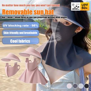 [Full Face Sun Protection] Sunscreen Mask for Women with UV Protection Hat Integrated Neck Protection Cycling Sunshade Ice Silk Sunscreen  遮阳冰丝防晒面罩