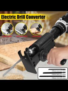 jigsaw power tools original Electric Drill Modified Electric Saw Reciprocating Saw Adapter Power Tools Wood Cutting Cutter Adapter Woodworking Tools Electric Reciprocating Saw Power Drill to Jigsaw Woodworking With 3PCS Saw Blade