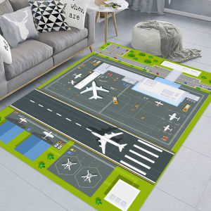 Machine Washable Cartoon Parking Lot Traffic Carpet Baby Nursery Childrens Room Living Room Bedroom Parent Child Game Mat