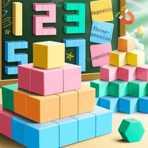 Magnetic & Non-Magnetic Cubes Set 6-Sided Geometry Learning Kit for Elementary Classroom Math Manipulatives Back To School