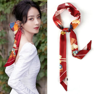 Red Silk Scarf Womens New 2025 Small Long Tie Hair High Sense Tie Bag Silk Ribbon Hair Ties Match Shirt Chinese Style Scarf