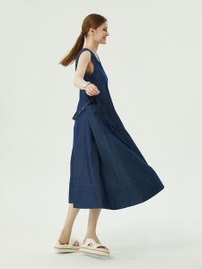 Toematoeoh นําเข้าจากญี่ปุ่น Ultra-Thin Cool Sensation พรางหุ่น หลากหลาย แขนกุด หลวม เดนิม เดรส คอวี ฤดูร้อน เดรส