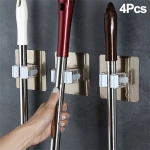 1/2/4 ชิ้น เครื่องกระเป๋าเก็บบัตรไม้ กวาดที่แขวน แปรงที่เก็บของในห้องครัวห้องน้ำ