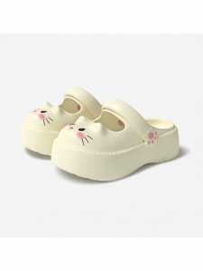 chikoku | Cute Kitty Summer New Thick Sole Non-slip Beach Clog Shoes