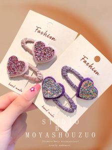 Heart-shaped Glitter Childrens Hair Clips