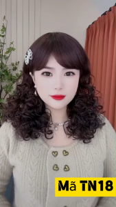 [Tặng Lưới] - Tóc Giả Nữ Trung Niên TN18 | Tóc Giả Nguyên Đầu Xoăn Xù Mì Dày Tóc Che Tóc Mỏng Dễ Đội Có Lưới Trùm