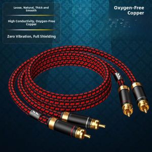 High Fidelity Oxygen-Free Copper Audio Signal Cable Dual Pair RCA Phono Interconnect Cable for Amplifier Audio Enthusiasts