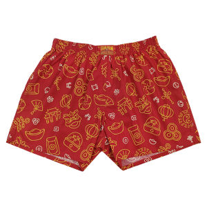 Red Loose Arro Pants Mens Underwear Short Shorts Cotton Material Cartoon Print mid Waist Style Couple Suitable