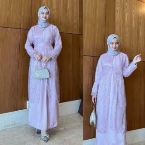 Kalsia Set Outer Dress Wanita Kondangan Terbaru Brukat Premium