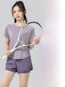 Womens Summer Quick Dry Running Fitness Training Suit Loose Morning Run Professional Short Sleeve Yoga Clothes Three-piece Set