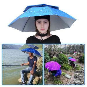 INEOO Portable Rain Umbrella Hat Foldable Outdoor Fishing Sunshade Waterproof Camping Headwear Beach Head Hats Fishing Hat 55-95CM