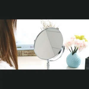 FOCANO 8 Inch Double-Sided Desktop Makeup Mirror Magnifying Glass Metal Rotating Vanity Mirror with Bracket