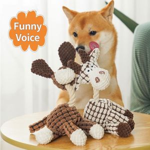 Dog Toys Donkey Shape Corduroy Chew Toy For Puppy Squeaker Squeaky Plush Bone Molar Pet Toys  Bite Resistant Teeth Cleaning Toy