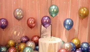 (5inch) Bịch 50 Bong bóng Siêu Nhũ đủ màu bắt sáng cực tốt (bơm căng đạt 12cm-15cm) - làm cổng bóng đám cưới sinh nhật thôi nôi