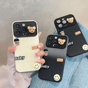 CrashStar เคสโทรศัพท์ซิลิโคนนิ่มไล่ระดับสีสติกเกอร์รูปหมีการ์ตูน3D สำหรับ iPhone 15 14 13 12 11 Pro Max Plus X XR XS Max