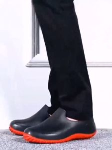 VINCENT Men Women Slip on Chef Shoes Non-slip Waterproof Oil-proof Kitchen Shoes Bige Size 35-49 Resistant Restaurant Cook Safety Work Shoes Soft Hospital Medical Nurse Loafers Women Outdoor Flats Rain Shoes