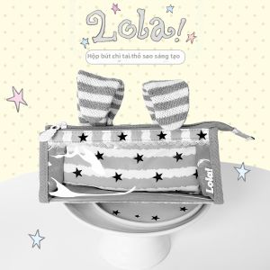 LOLA DESIGN | Vỏ Bút Hình Tai Thỏ Sọc Dễ Thương