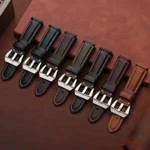 Vintage Oil Wax Cowhide Watch Strap Calfskin Leather Bracelet 20mm 22mm 24mm 26mm Watchbands for Panerai Men Wristband Accessory