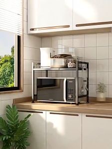 Simwind ชั้นวางเครื่องปรุงไมโครเวฟ ชั้นวางเครื่องปรุง สแตนเลส โครง H ชั้นวางในครัว รับน้ำหนักได้ 100 กก ชั้นวางเครื่องปรุงมี 2 แบบเพิ่มเติม