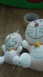 [HCM] Cặp Gấu bông mèo máy DOREAMON màu hồng...  size trung # 30cm + móc khóa 18cm