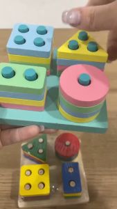 Mamibayi Shape Sorting Wooden Toys/Mainan Edukasi Anak Kayu/Basic Shape Sorting Kayu 4 Shape Block