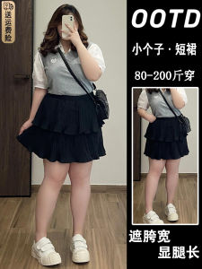 Váy Ngắn Chữ a Cạp Cao Hai Lớp Phong Cách Hàn Quốc Cho Nữ Mùa Thu Váy Xếp Ly Váy Ngắn Váy Ngắn Váy Ngắn