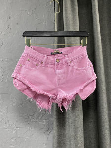 Low Waist Pink Denim Shorts Summer Fashion Womens Hot Pants Wide Leg A-Line Pocket Exposure Jeans Casual Comfortable Shorts